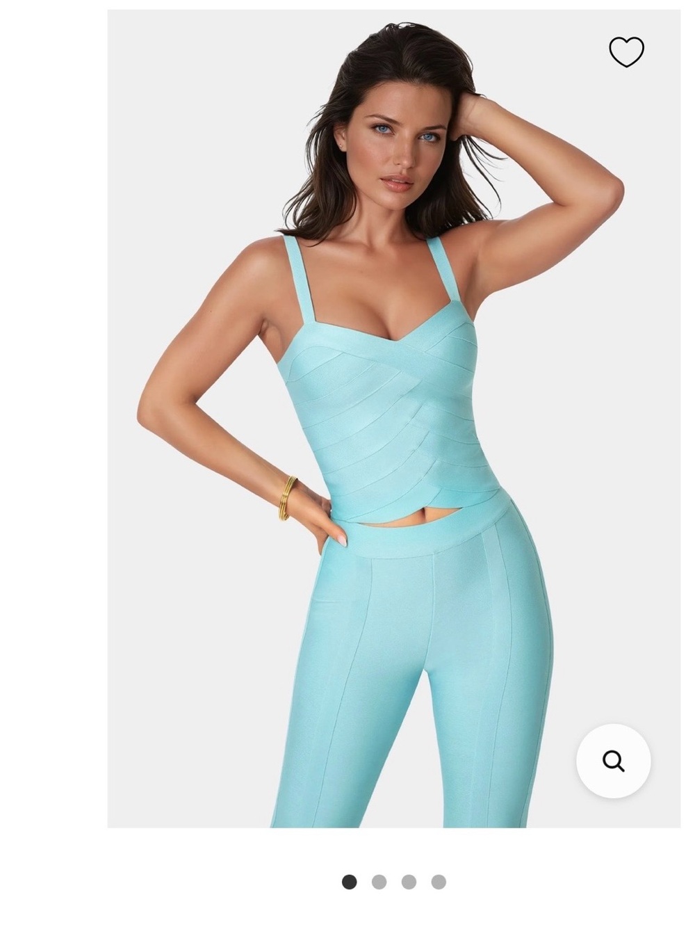 bebe Aqua Bandage Crop Tank in Light Aqua